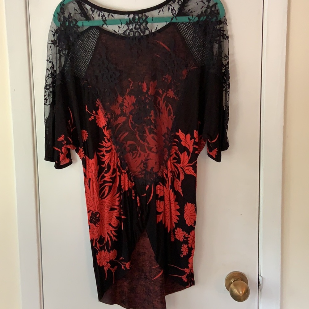 Free People red and black top - Picture 3 of 5